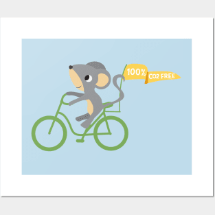 Mouse riding a bike Posters and Art